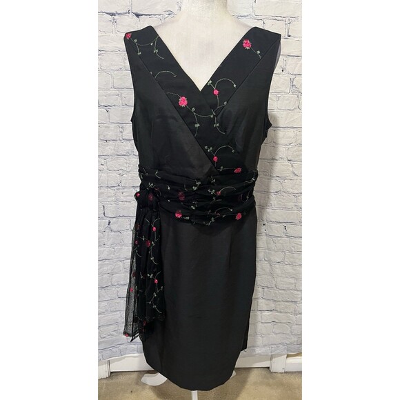 Kallista Black Dress by Ashro little black Floral dress Size 14 - Picture 1 of 6